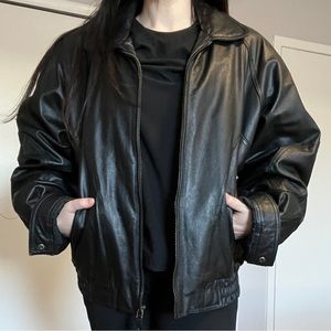 Vintage Leather Bomber Jacket